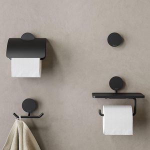Closetrolhouder enkel zonder klep met planchet Black OPAL