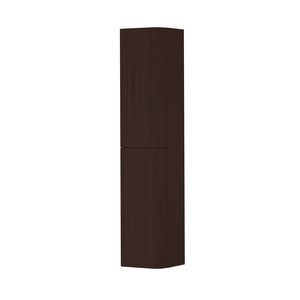 Hoge kast gelakt 2 deurs met afgerond front tbv grepen scharnieren links 35cm dark veneer