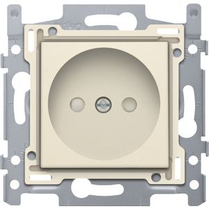 Stopcontact 60x71mm z. aarding insteek sokkel/afw.set cream