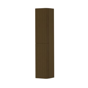 Hoge kast gelakt 2 deurs met afgerond gefreesd front tbv grepen scharnieren links 35cm shadow veneer