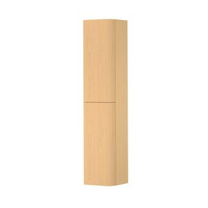 Hoge kast gelakt 2 deurs met afgerond gefreesd front tbv grepen scharnieren rechts 35cm light veneer