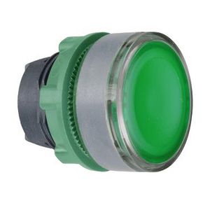 green flush illum pushbutton head for integRALLED cp grey