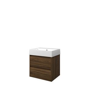 Set Proline porselein Loft wastafel wit zonder kraangat onderkast symmetrisch cabana oak 60x46cm