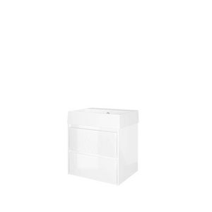 Set Proline porselein Loft wastafel wit zonder kraangat onderkast symmetrisch glans wit 60x46cm
