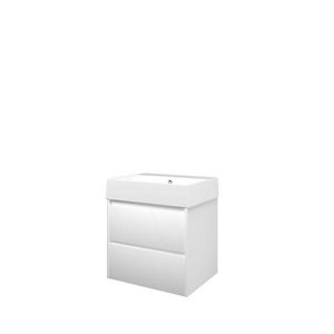 Set Proline porselein Loft wastafel wit zonder kraangat onderkast symmetrisch mat wit 60x46cm