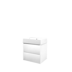 Set Proline porselein Loft wastafel wit met 1 kraangat onderkast symmetrisch mat wit 60x46cm