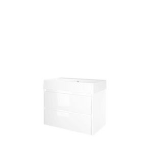 Set Proline porselein Loft wastafel wit zonder kraangat onderkast symmetrisch glans wit 80x46cm