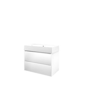 Set Proline porselein Loft wastafel wit zonder kraangat onderkast symmetrisch mat wit 80x46cm
