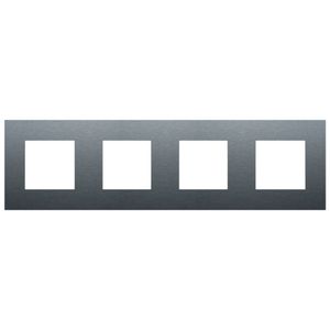 4-voudig afdekplaat hoh 71mm Pure alu blue grey brushed