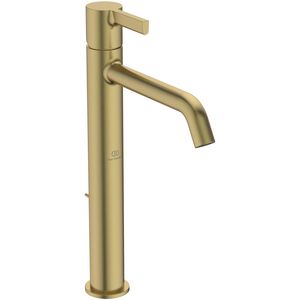 Joy hoog wastafelmengkraan 5l/min. met waste brushed gold (mat goudkleurig)