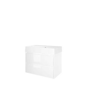 Set Proline porselein Loft wastafel wit met 1 kraangat onderkast symmetrisch glans wit 80x46cm