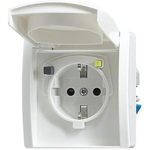 Inbouw wandcontactdoos met aardlekschakelaar FI-Schukomat 30mA IP44
