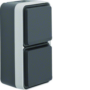 Wandcontactdoos 2-v vert.+behuizing W.1 ECO grijs