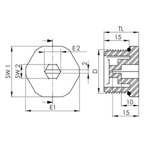 Blindstop kunststof zeskant, M20x1,5 glasvezelverst. met O-ring, grijs (EVSGS-ORD20LG) VVE=100