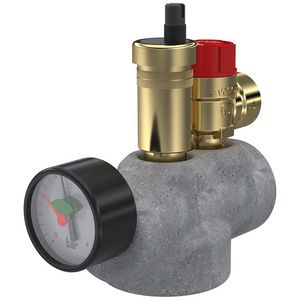 Veiligheidsgroep (overstortventiel /ontluchter en manometer) 1" 3 bar max.50kw incl. isolatie