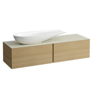Onderbouwkast 1600X500 2x la cutout L kraangat Licht eike H4313440972501