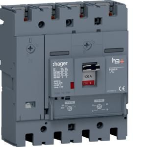 Vermogensautomaat h3+ P250 TM 4P4D 100A 40kA boutaansl.