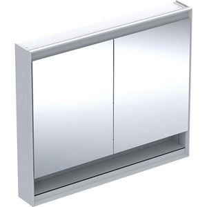 Opbouwspiegelkast nis 2 deuren 105x90cm ComfortLight wit ONE
