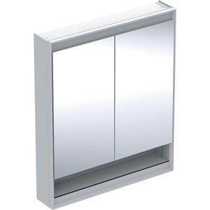 Opbouw spiegelkast met nis 2 deuren 75x90cm ComfortLight wit ONE