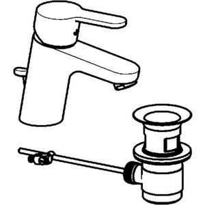 Primo wastafelmengkraan chroom vaste uitloop 107mm incl. waste