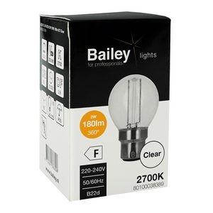 LED-lamp G45 CL FIL B22d 2W 19W 180lm 827 helder