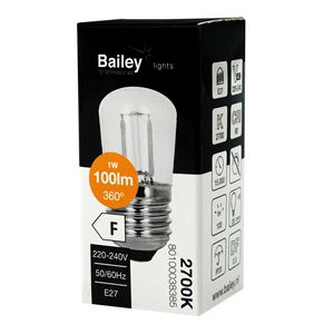 LED-lamp T28x60 FIL E27 1W 12W 100lm 827 helder