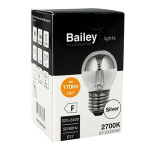 LED-lamp G45 TM SIL FIL E27 2W (18W) 170lm 827 zilver