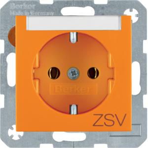 Wandcontactdoos opdruk tekstveld SCHUKO oranje mat S.1/B.7