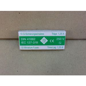 Set a 10st. Zekering 5x20t 1,25A traag 36313S