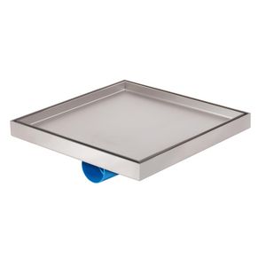 Tegelput 296x296mm RVS m.zijuitlaat/ingebouwde afvoer