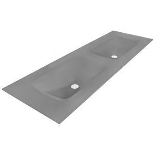 Wastafel 240 glas mat inox dark 120.5x46cm 2x kom zonder kraangaten (los besteld)