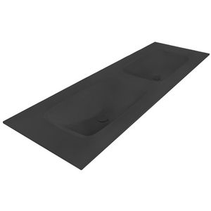 Wastafel 240 glas mat black 120.5x46cm 2x kom zonder kraangaten (los besteld)