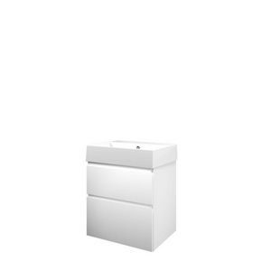 Set Proline porselein Loft wastafel wit met 1 kraangat onderkast asymmetrisch mat wit 60x46cm