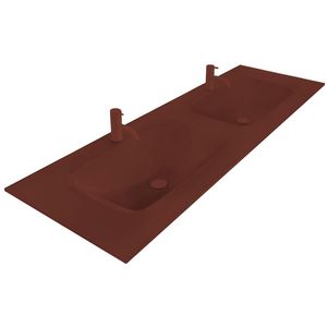 Wastafel 240 glas mat red 120.5x46cm 2x kom met kraangaten (los besteld)