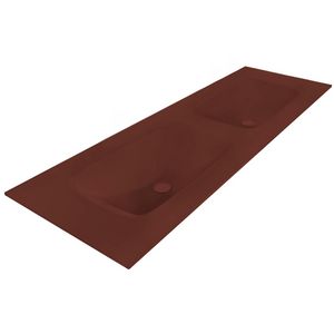 Wastafel 240 glas mat red 120.5x46cm 2x kom zonder kraangaten (los besteld)