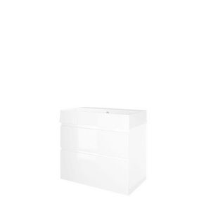 Set Proline porselein Loft wastafel wit zonder kraangat onderkast asymmetrisch glans wit 80x46cm