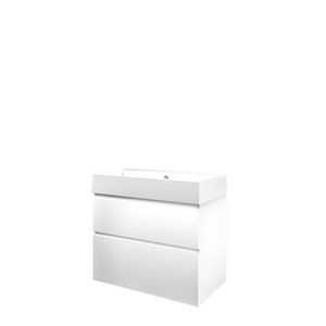 Set Proline porselein Loft wastafel wit zonder kraangat onderkast asymmetrisch mat wit 80x46cm