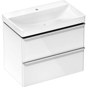 Badmeubel Xelu Q set High Gloss White 780/475 2 lades chroom