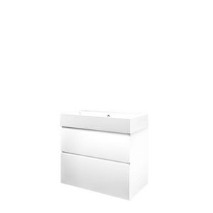 Set Proline porselein Loft wastafel wit met 1 kraangat onderkast asymmetrisch mat wit 80x46cm