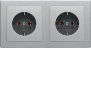 Wandcontactdoos RA 2-v afdekraam berker Q.1 alulook