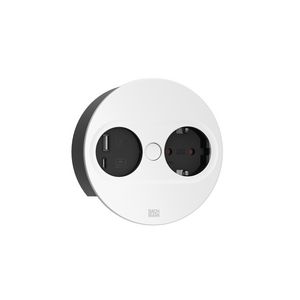 Twist 2 1x 230V RA + 1x USB A/C chrgr 2m RA rond wit