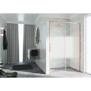RIGA-2P schuifdeur in nis links 1060-1090x2000mm Rose 1-motief brushed red gold