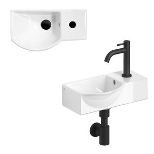 Fontein set 8 wit keramiek en mat zwart InBe