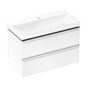 Badmeubel Xelu Q set High Gloss White 980/475 2 lades chroom