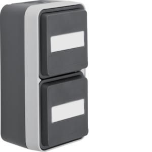 Wandcontactdoos KB tekstv. 2-v vert. berker W.1 grijs