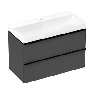 Badmeubel Xelu Q set Diamond Matt Grey 980/475 2 lades mat zwart