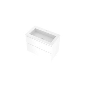 Set Proline porselein Loft wastafel wit met 1 kraangat onderkast asymmetrisch mat wit 100x46cm