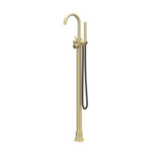 Badmengkraan CONCORD vrijstaand slang 150cm rvs geborsteld mat goud incl. inbouwdeel