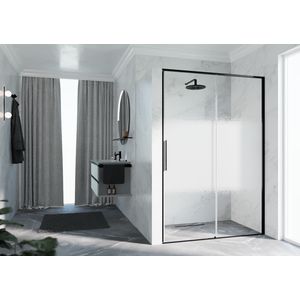RIGA-2P schuifdeur in nis links 1060-1090x2000mm Rose 1-motief brushed black chrome