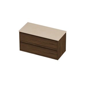 Deck Set Top afdekplaat hardsteen en onderkast symmetrisch 1000x460x550mm Sand stone/Cabana oak